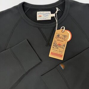 FAHERTY BRAND High Standard Fleece Crewneck Sweatshirt Black Medium NEW